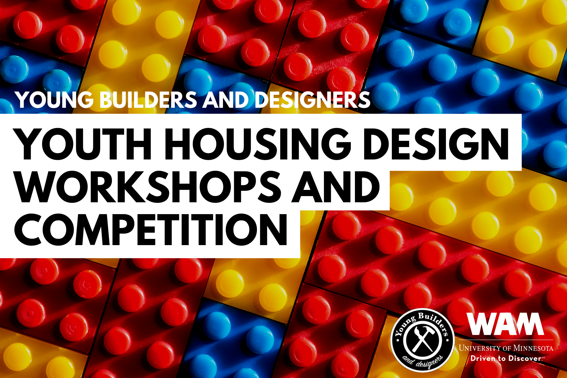 'Youth Housing Design' over multicolored legos