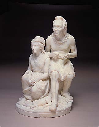 A statue of two people