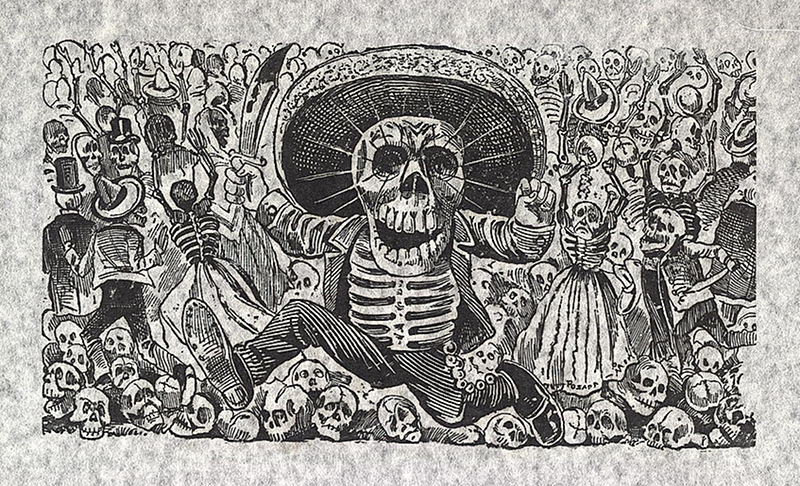 skeletons dancing drawing