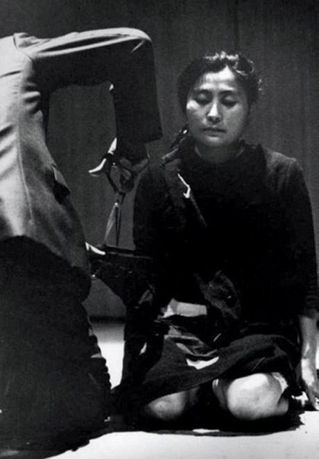 Cut Piece performed by Yoko Ono on July 20, 1964 at Yamaichi Concert Hall,
