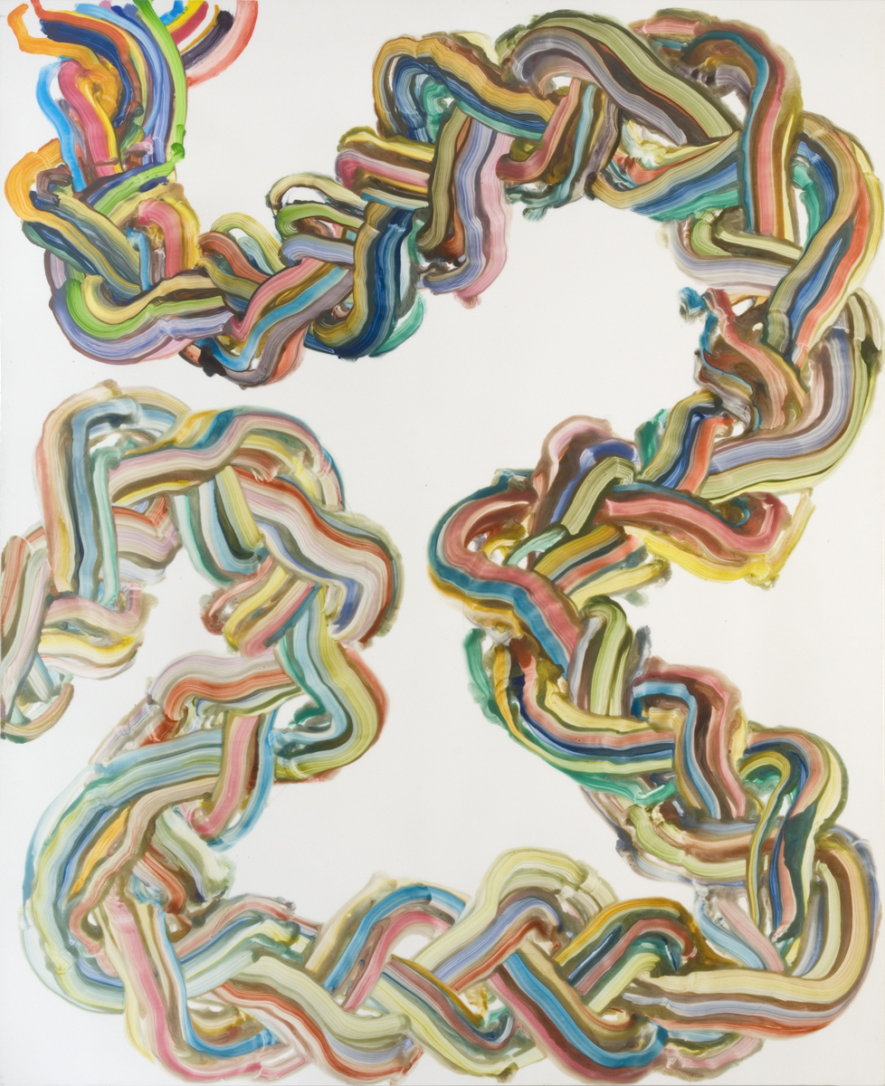 layers of multicolored paint intertwined
