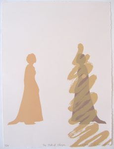 2 tan silhouettes of a person. The right one is scribbled out. 