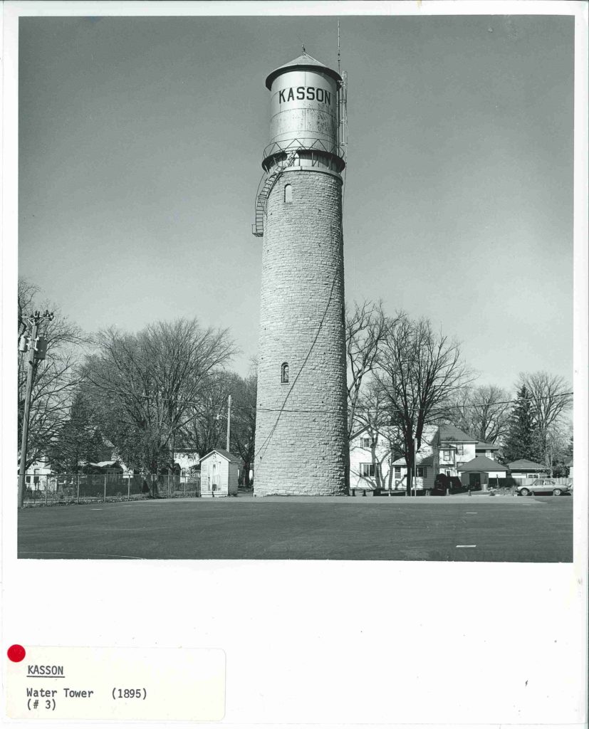 A brick water tower