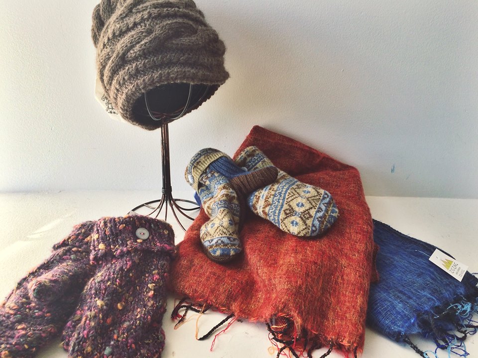 A selection of winter weather accessories found at the WAM Shop