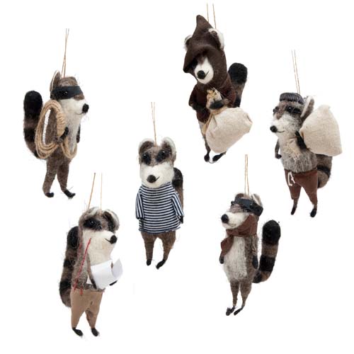 Bandit Raccoon Ornaments by Roost