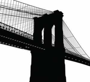 silhouette of a suspension bridge