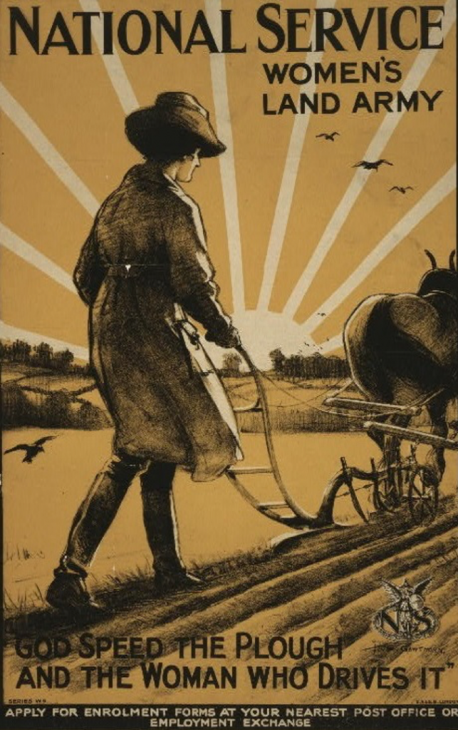A woman tilling soil propaganda poster