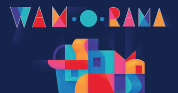 colorful art depiction of the Weisman building with text "WAM O RAMA"