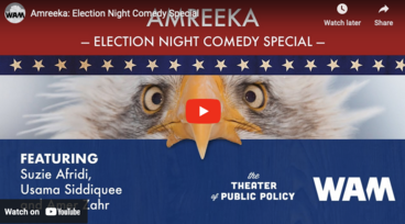 screenshot of youtube play video with Bald Eagly and words "AMREEKA Election Night Comedy Special"