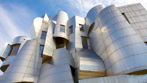 Detail of the architectural nooks and crannies of the Weisman's Frank Gehry-designed building