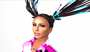 Render of a woman with ponytails